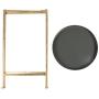 Kate and Laurel Celia Round Metal Foldable Tray Accent Table, Gray with Gold Base