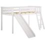 Max & Lily Solid Wood Twin-Size Low Loft Bed with Slide, White