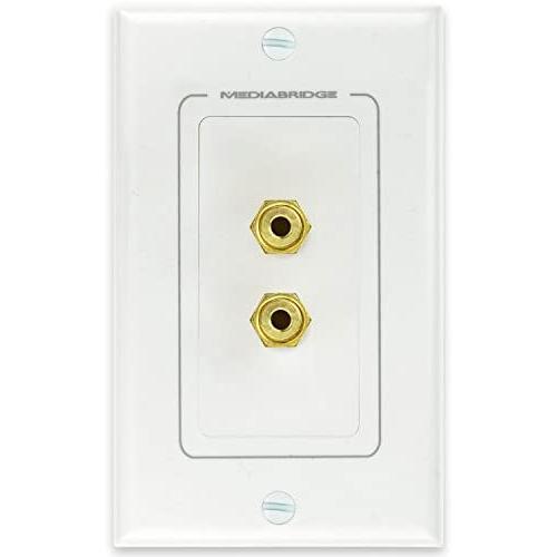 Mediabridge Speaker Wall Plate w/Binding Posts (1 Pair) - Limited TIME Offer: Free Low Voltage Metal Mounting Bracket (1-Gang) - Binding Post 2-Piece Inset Wall Plate for 1 Speaker (Part# WP1-BPX1)