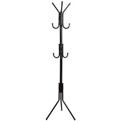 Mind Reader COATRACK11 Standing Metal Coat Rack Hat Hanger 11 Hook for Jacket, Purse, Scarf Rack, Umbrella Tree Stand, Black