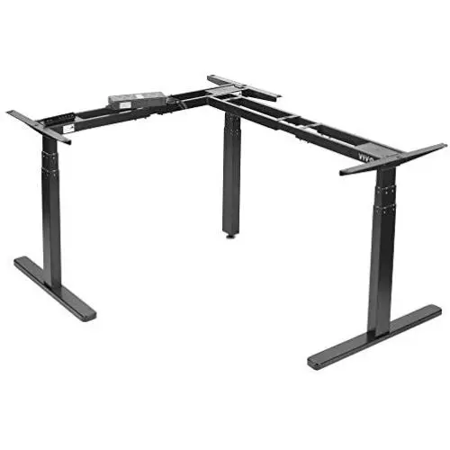 VIVO Black Electric Motor Height Adjustable Corner 3 Leg Standing Desk Frame, Frame Only, Sit Stand Ergonomic L Frame, DESK-V130EB VIVO Black Electric Motor Height Adjustable Corner 3 Leg Standing Desk Frame, Frame Only, Sit Stand Ergonomic L Frame, DESK-V130EB