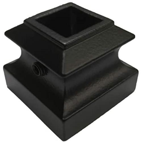Stair Iron Baluster Flat Shoe (10-Pack) with Set Screw Stair Parts for 1/2'' Square Stair Railing Metal Scroll Basket Twist Knuckle Spindle Shoes (Real Satin Black not Matte)