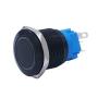 mxuteuk 19mm Momentary Push Button Switch 1 NO 1 NC SPDT ON/Off Black Metal Shell with 12v Blue LED Ring with Wire Socket Plug Suitable for 3/4'' Mounting Hole M-19-O-B-BU