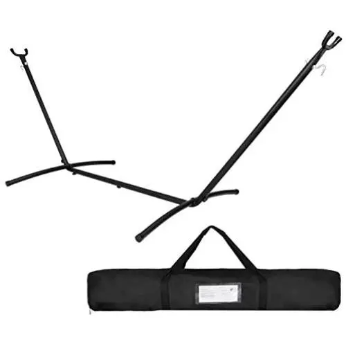 SUPER DEAL Portable 9FT Hammock Stand - 450LBS Capacity Weather Resistant Metal Frame with Carrying Case, 6 Optional Hook Positions SUPER DEAL Portable 9FT Hammock Stand - 450LBS Capacity Weather Resistant Metal Frame with Carrying Case, 6 Optional Hook Positions
