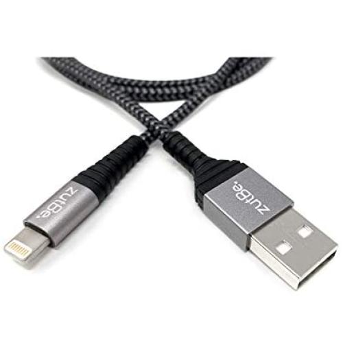 zutBe Shield MFi Certified iPhone Lightning Cable, Reinforced Braided Nylon Charger Compatible with All iPhone 12, SE, 11, X, 8, 7, 6, iPad, iPod - [Be Charitable, Durable, Confident] (3 Foot)