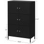 SONGMICS Storage Cabinet, 3-Tier Metal Office Cabinet, Multipurpose Storage Organiser Stand with 6 Doors, 25.6 x 14.3 x 41.4 Inches, Max. Load Capacity 33 lb per Shelf, Black UOMC006B01