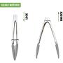 HINMAY Silicone Utility Tong Kitchen Tongs 7 Inch Metal Salad Tongs, Set of 3 (Gray)