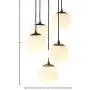 Amazon Brand – Rivet Eclipse Mid Century Modern 5-Globe Hanging Ceiling Pendant Chandelier Fixture - 20 x 20 x 48 Inches, Black Metal With Frosted Glass Globes