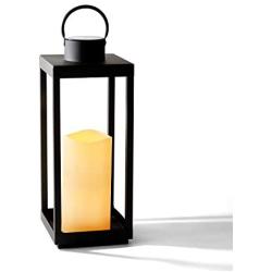 Large Outdoor Lantern with Solar Candle - 18 Inch Tall, Matte Black Metal Frame, Waterproof Flameless Pillar Candle, Dusk to Dawn Timer, Large Size for Floor or Patio Decor, Battery Included