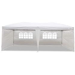 Goutime 10x20 Feet Ez Pop Up Canopy Instant Tent Shelter with 4Pcs 10Ft Removable Sidewalls for Outdoor Christmas Party Events