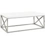 Monarch Specialties Modern Coffee Table for Living Room Center Table with Metal Frame, 44 Inch L, Glossy White / Chrome