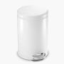 simplehuman 4.5 Liter / 1.2 Gallon Round Bathroom Step Trash Can, White Steel