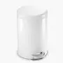 simplehuman 4.5 Liter / 1.2 Gallon Round Bathroom Step Trash Can, White Steel