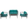 Kinsunny 4pcs Outdoor Patio Furniture Set Shore Aluminum Sectional Sofa Metal Conversation Set with Coffee Table