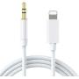 [Apple MFi Certified] Aux Cord for iPhone, Lightning to 3.5mm Aux Cable for Car Compatible with iPhone 11/11 Pro/XS/XR/X 8 7 6/iPad/iPod for Car/Home Stereo/Headphone/Speaker (3.3FT, White)