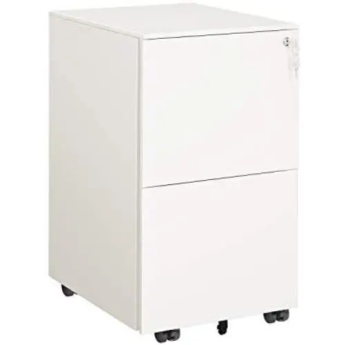 DEVAISE Vertical File Cabinet with Lock, Mobile Filing Cabinet for Legal/Letter/A4 Files, Fully Assembled Except Wheels, White DEVAISE Vertical File Cabinet with Lock, Mobile Filing Cabinet for Legal/Letter/A4 Files, Fully Assembled Except Wheels, White