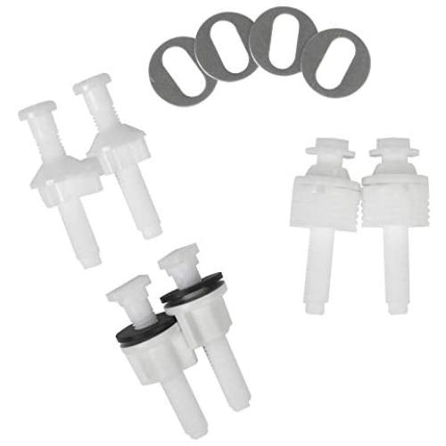 Universal Toilet Seat Hinge Bolt Screw For Top Mount Toilet Seat Hinges, Downlock Nuts can Slip Over Bolts Threads for Rapid Installation without Screwing in-White Plastic replacement parts