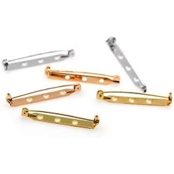 Brass Brooch Pin,3 Holes Metal Parts for Handmade Accessories,Safety Pin Charm,Multiple Size Choose.20Pcs (MixedColor, 33.5x4.5mm)