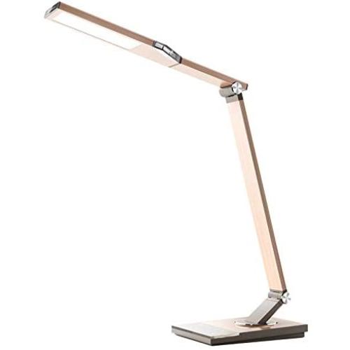 TaoTronics Gold Stylish Metal LED Desk Lamp, 5V/2A USB Port, 5 Color Modes, 6 Brightness Levels, Touch Control, Timer, Night Light for Living Bedroom Study Room Office