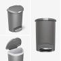 simplehuman 50 Liter / 13 Gallon Semi-Round Kitchen Step Trash Can, Grey Plastic With Secure Slide Lock