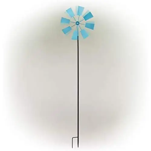 Alpine Corporation KIY102BL Metal Windmill Stake-Kinetic Spinner Outdoor Yard Art Decor, 52-Inch Tall, Blue Alpine Corporation KIY102BL Metal Windmill Stake-Kinetic Spinner Outdoor Yard Art Decor, 52-Inch Tall, Blue