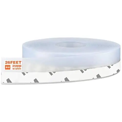 26 Feet Silicone Seal Strip,Door Weather Stripping Door Seal Strip Window Seal Silicone Sealing Tape for Door Draft Stopper Adhesive Tape for Doors Windows and Shower Glass Gaps (Transparent, 25MM) 26 Feet Silicone Seal Strip,Door Weather Stripping Door Seal Strip Window Seal Silicone Sealing Tape for Door Draft Stopper Adhesive Tape for Doors Windows and Shower Glass Gaps (Transparent, 25MM)