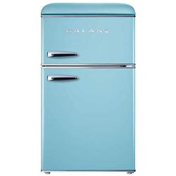 Galanz GLR31TBEER Retro Compact Refrigerator, Mini Fridge with Dual Doors, Adjustable Mechanical Thermostat with True Freezer, 3.1 Cu.Ft, Blue