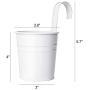 Dahey 8 Pcs Hanging Flower Pots Metal Iron Bucket Planter for Railing Fence Balcony Garden Home Decoration Flower Holders with Detachable Hooks, White, 4 Inches