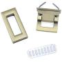 Meprotal 4 Sets Square Clasp Turn Lock Metal Clutches Closure Purse Lock Decorative Hardware for DIY Handbag Shoulder Bag with Install Parts Bronze