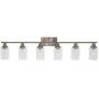 MELUCEE Modern Bathroom Vanity Light Fixtures 6-Light Brushed Nickel Contemporary Wall Light with Glass Shade for Kitchen Living Room Bedroom