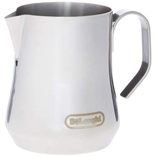 DeLonghi Stainless Steel Milk Frothing Pitcher, 12 ounce (350 ml), Barista Tool, Frother Jug for Espresso Machine Coffee Cappuccino Latte Art, DLSC0, 12 oz