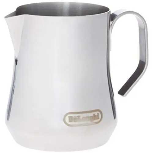 DeLonghi Stainless Steel Milk Frothing Pitcher, 12 ounce (350 ml), Barista Tool, Frother Jug for Espresso Machine Coffee Cappuccino Latte Art, DLSC0, 12 oz DeLonghi Stainless Steel Milk Frothing Pitcher, 12 ounce (350 ml), Barista Tool, Frother Jug for Espresso Machine Coffee Cappuccino Latte Art, DLSC0, 12 oz
