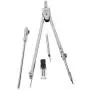 freneci Pro Students Metal Compass Drawing Measuring Portable Dividers Tool - Silver, Compasses with 5 Parts