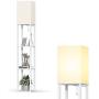 Addlon LED Modern Shelf Floor Lamp with White Lamp Shade and LED Bulb - Display Shelves Floor Lamps for Living Room Bedroom and Office - White