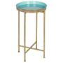 Kate and Laurel Celia Round Foldable Tray Accent Table, 14'' x 14'' x 25.75'', Light Teal and Gold, Modern Minimalist Design and Magnetic Tabletop