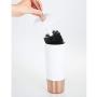 mDesign Decorative Compact Freestanding Plastic Toilet Bowl Brush and Holder for Bathroom Storage and Organization - Metal Handle/Base - Space Saving, Sturdy, Deep Cleaning - White/Rose Gold
