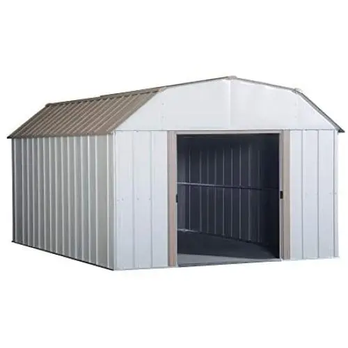 Arrow LX1014 10 x 14 ft. Barn Style Galvanized Taupe/Eggshell Steel Storage Shed Arrow LX1014 10 x 14 ft. Barn Style Galvanized Taupe/Eggshell Steel Storage Shed