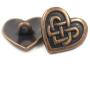 Bezelry 12 Pieces Celtic Heart Love Knot Metal Shank Buttons. 19mm (11/16 inch) (Antique Copper)