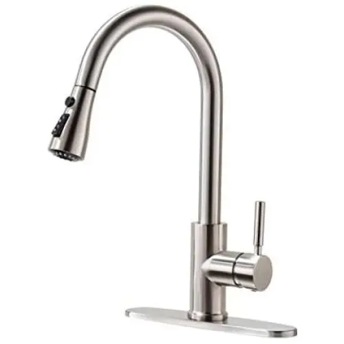 Kitchen Faucet, Kitchen Sink Faucet, Sink Faucet, Pull-Down Kitchen Faucets, Bar Kitchen Faucet, Brushed Nickel, Stainless Steel, RULIA PB1020