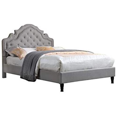 HomeLife Premiere Classics 51'' Tall Platform Bed with Cloth Headboard and Slats - Queen (Light Grey Silver) HomeLife Premiere Classics 51'' Tall Platform Bed with Cloth Headboard and Slats - Queen (Light Grey Silver)