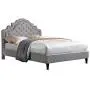 HomeLife Premiere Classics 51'' Tall Platform Bed with Cloth Headboard and Slats - Queen (Light Grey Silver)
