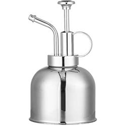 Ovida 10oz/300ml Metal Watering Can, Plant Spray Bottle, Stainless Steel Watering Pot, Outdoor Indoor Gardening Plant Water Can with Top Pump(Silver)