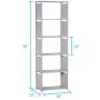 NiceAI Bookshelf Lightweight Slim Modern Bookcase Metal Framework Childrens Room Arrangement Toys Office A4 File Books Kitchen Clothing Storage Rack Gray 6-Tier