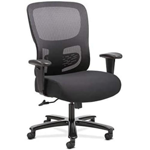 Sadie Big and Tall Office Computer Chair, Height Adjustable Arms with Adjustable Lumbar, Black (HVST141)