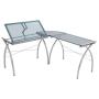 SD STUDIO DESIGNS Futura LS WorkCenter with Tilt Top Adjustable Drafting Table Craft Table Drawing Desk Hobby Table Writing Desk Studio Desk, Silver / Blue Glass