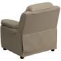 Flash Furniture Deluxe Padded Contemporary Beige Vinyl Kids Recliner with Storage Arms