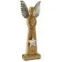 AuldHome Wooden Angel Christmas Statue; Farmhouse Holiday Decor Wood and Metal Figurine