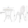 HOMEFUN Bistro Table Set, White Rose 3 Piece, Outdoor Patio Table and Chairs Furniture, Durable Rust Weather Resistance