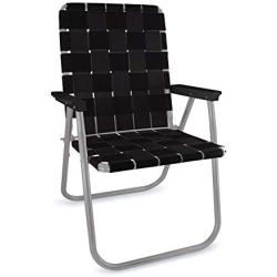 Lawn Chair USA Webbing Chair (Classic, Black with Black Arms)