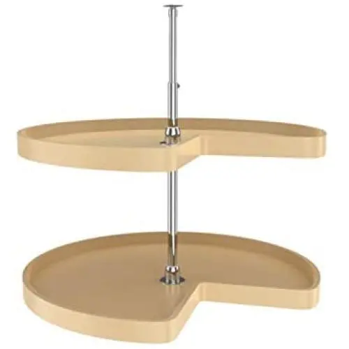 Rev-A-Shelf 6472-28-15-52 28-Inch Wide Polymer 2-Shelf Adjustable Telescoping Kidney Lazy Susans Corner Organizer, Almond Rev-A-Shelf 6472-28-15-52 28-Inch Wide Polymer 2-Shelf Adjustable Telescoping Kidney Lazy Susans Corner Organizer, Almond